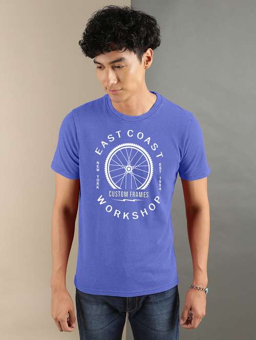 blue printed short sleeve t-shirt - 20367742 -  Standard Image - 0