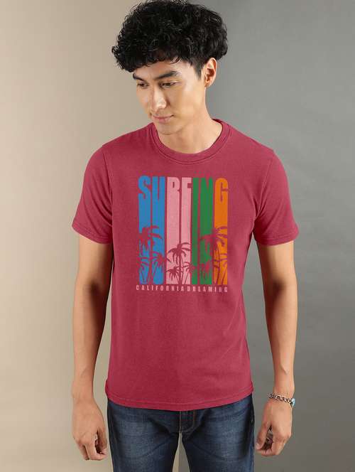 men front print round neck t-shirt - 20367746 -  Standard Image - 0