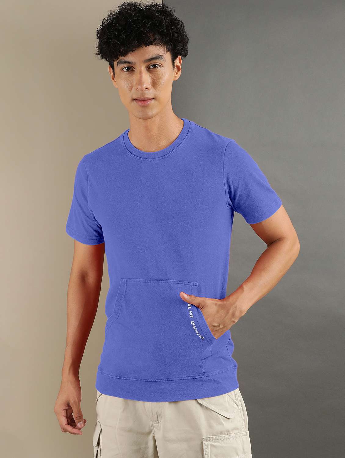 men solid pocket cotton t-shirt