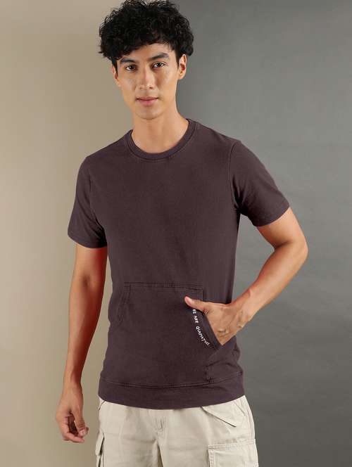 brown cotton blend regular t-shirt - 20367753 -  Standard Image - 0