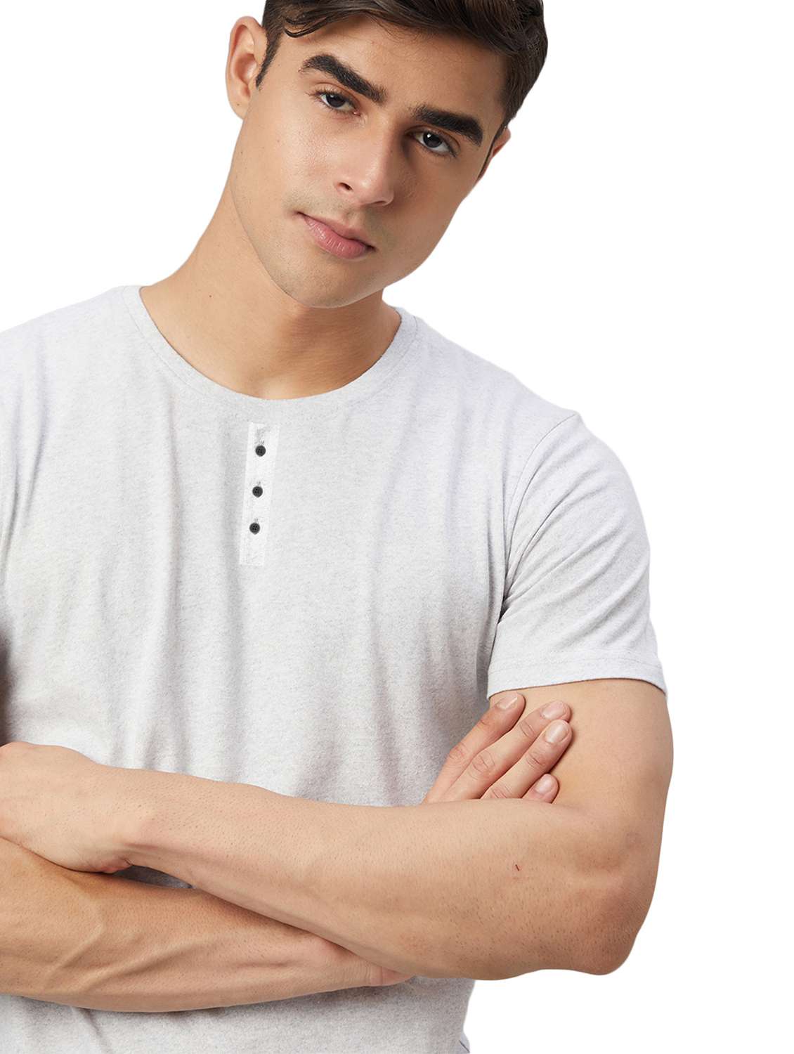 white solid round neck t-shirt - 20367755 -  Standard Image - 3