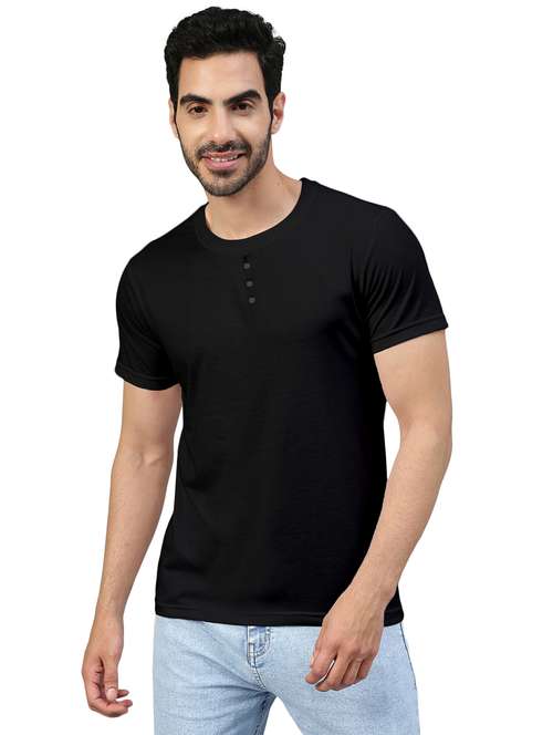black solid round neck t-shirt - 20367759 -  Standard Image - 0