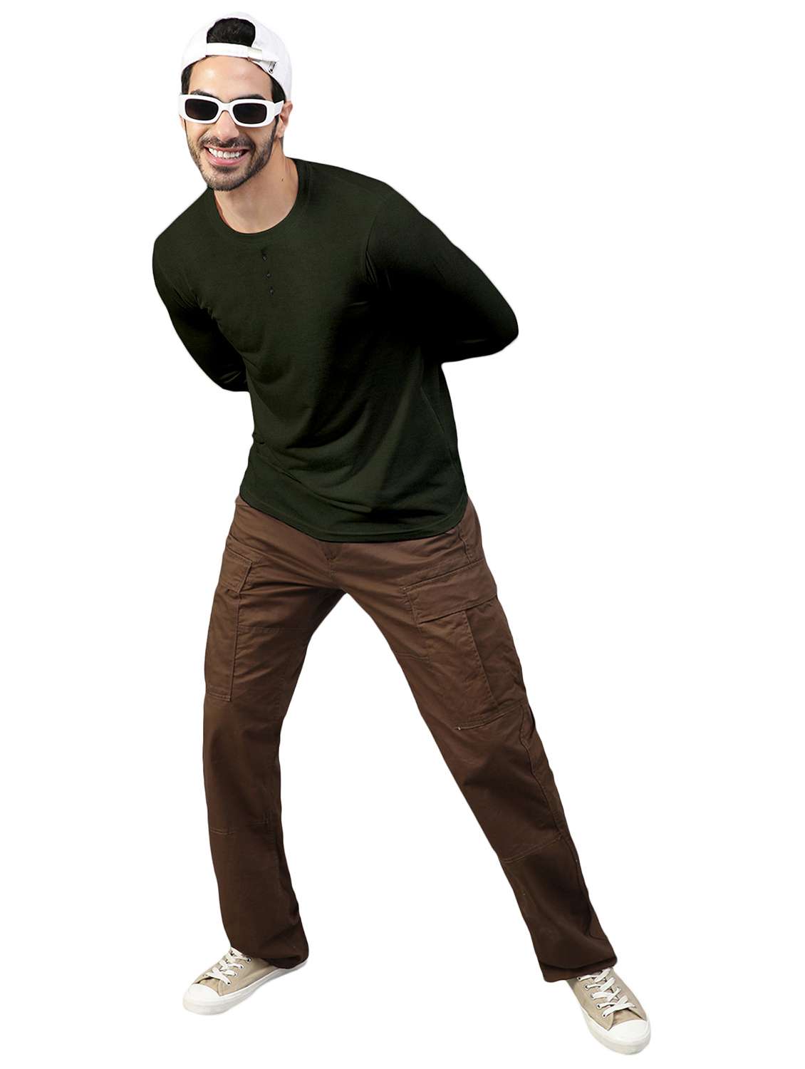 green solid round neck t-shirt - 20367767 -  Standard Image - 3