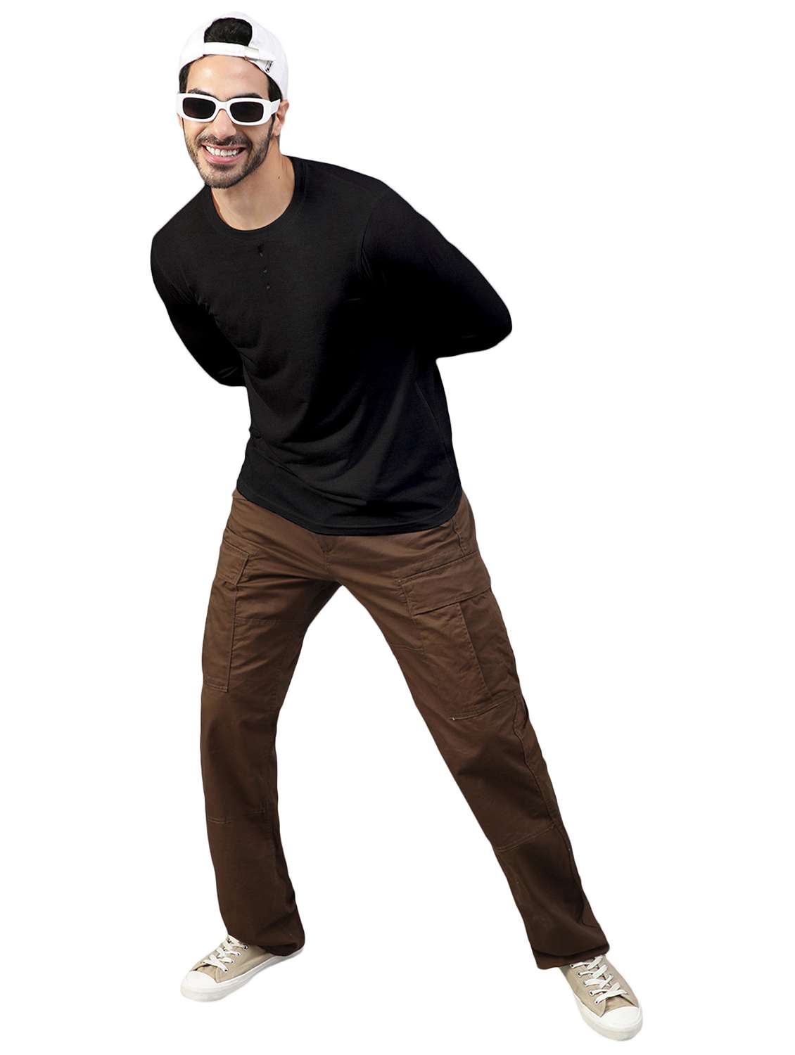 black solid round neck t-shirt - 20367772 -  Standard Image - 3