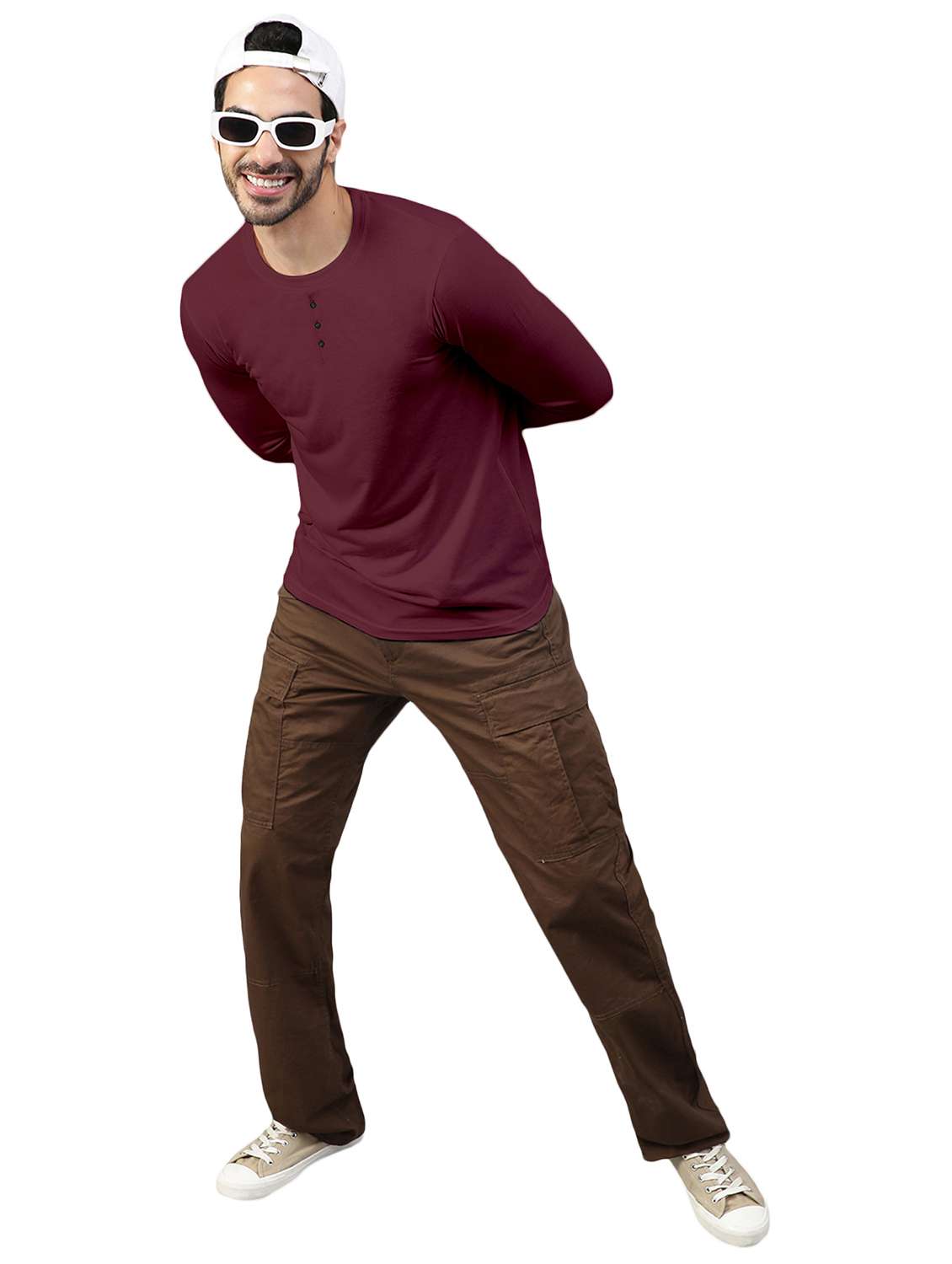 maroon solid round neck t-shirt - 20367773 -  Standard Image - 3