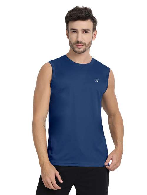 blue sleeveles solid t-shirt - 20367789 -  Standard Image - 0