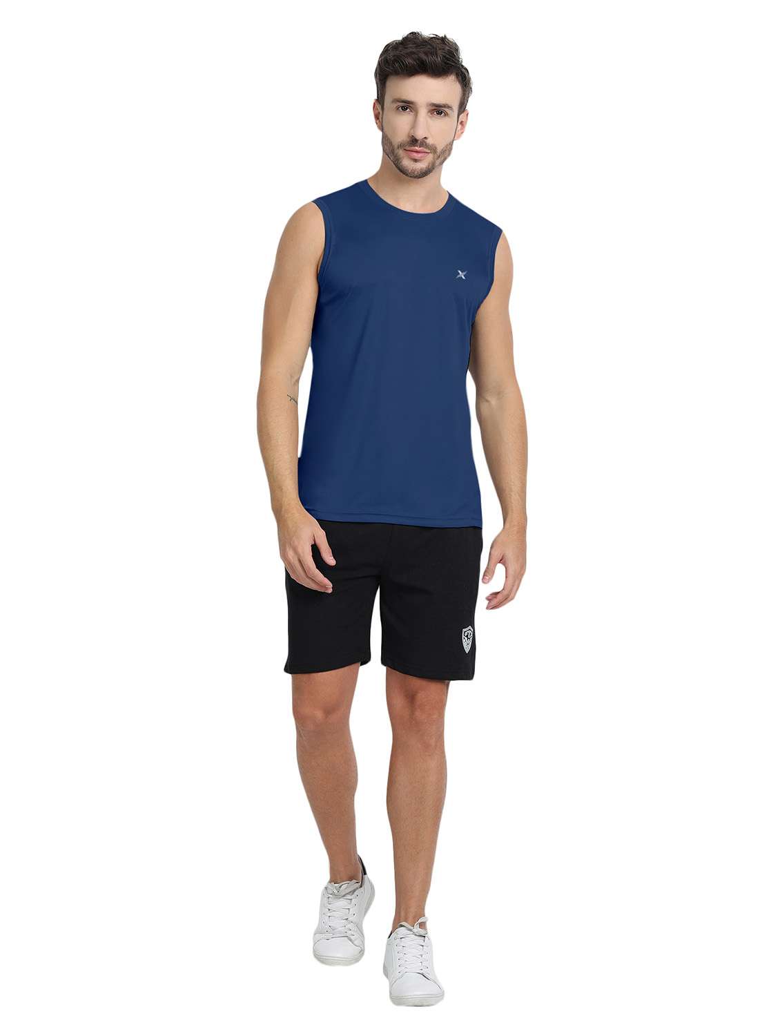 blue sleeveles solid t-shirt - 20367789 -  Standard Image - 3