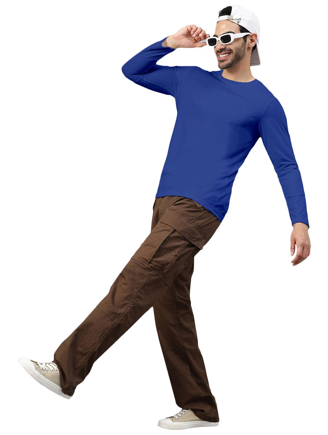 blue solid long sleeve t-shirt - 20367836 -  Standard Image - 3