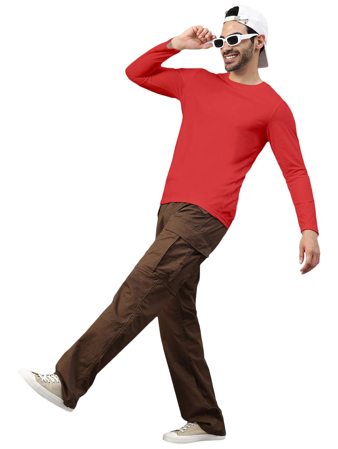 red solid long sleeve t-shirt - 20367839 -  Standard Image - 3