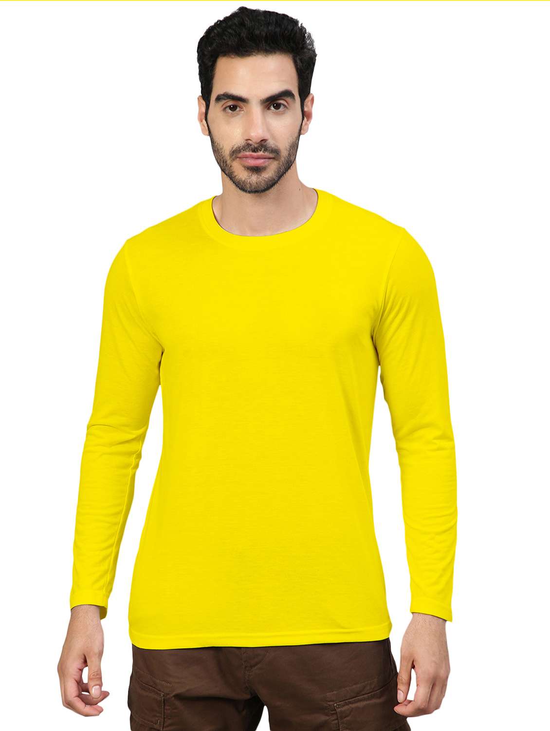 yellow solid long sleeve t-shirt