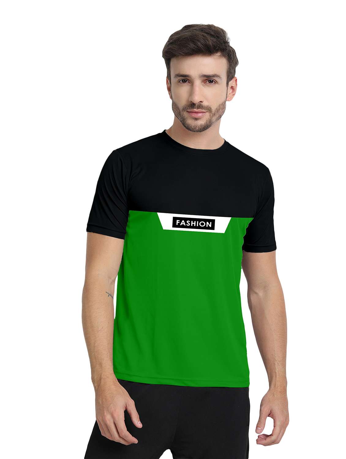 green color block short sleeve t-shirt