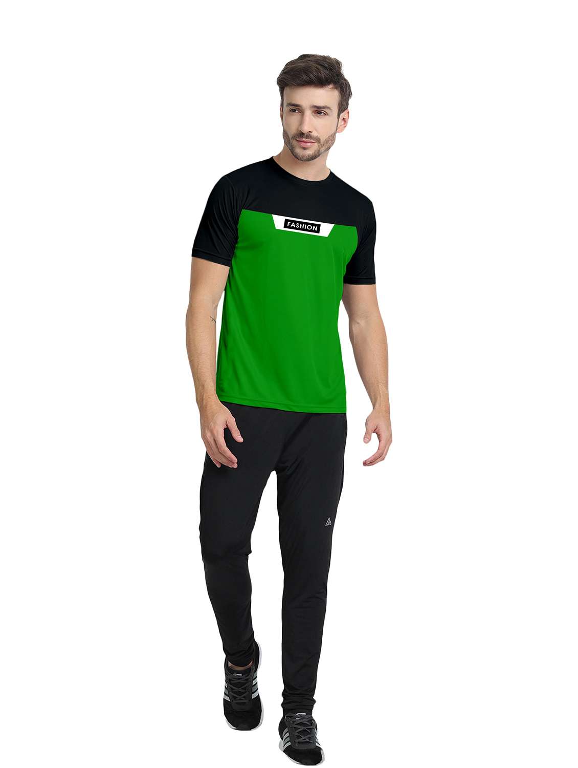 green color block short sleeve t-shirt - 20367877 -  Standard Image - 3