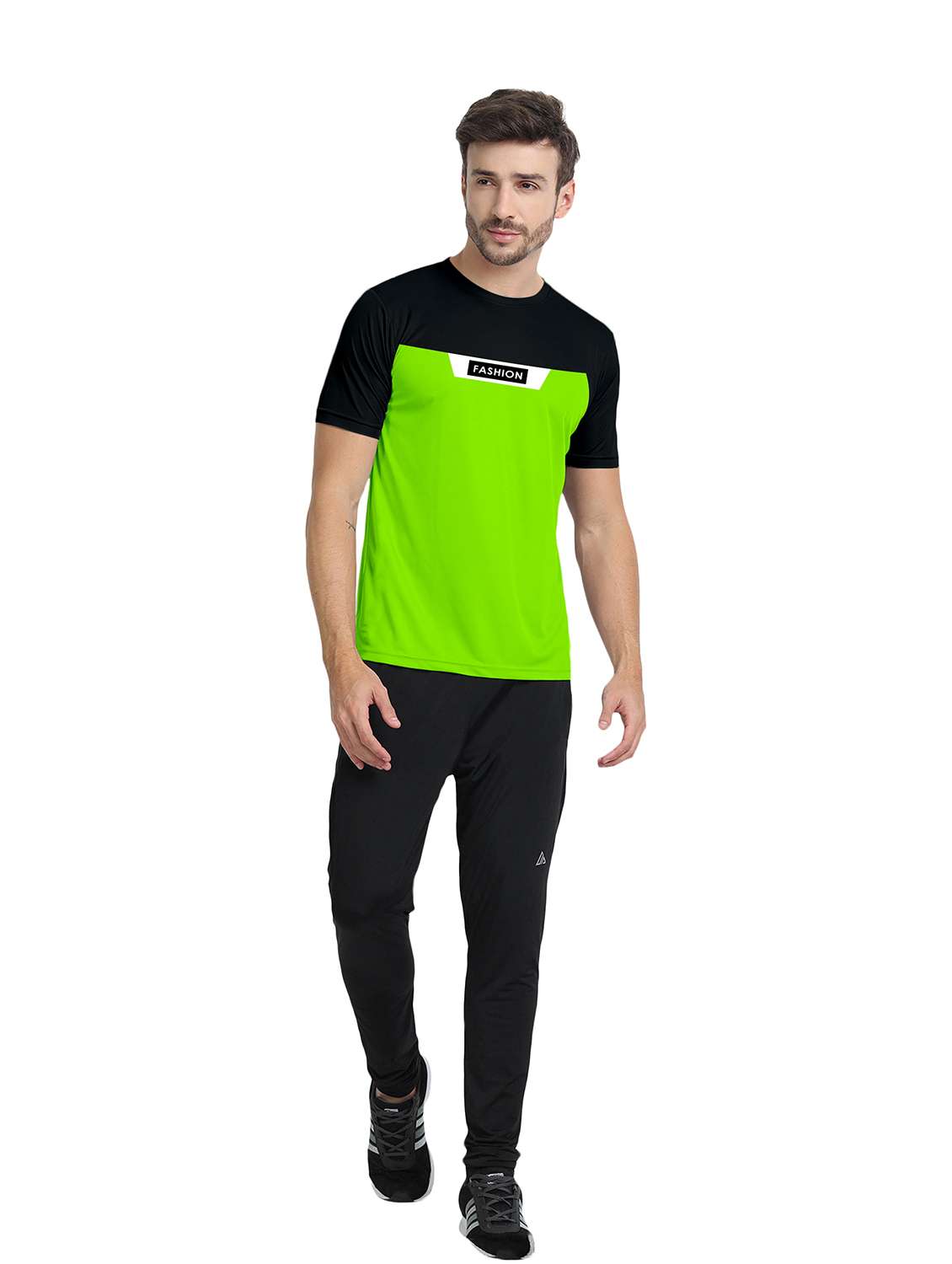 green color block short sleeve t-shirt - 20367880 -  Standard Image - 3