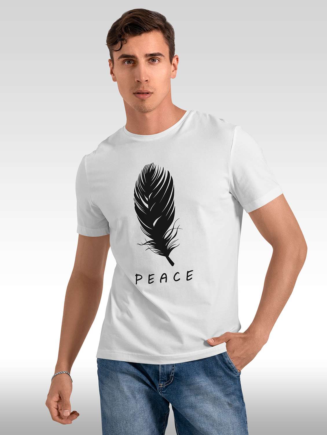 white short sleeve front print t-shirt