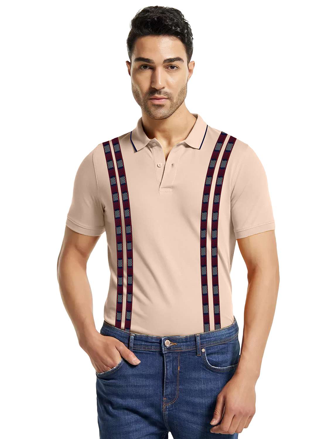 peach striped polo t-shirt