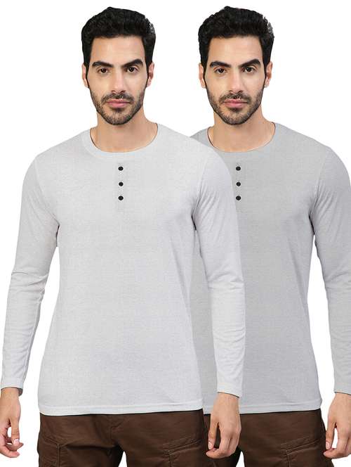 pack of 2 grey solid t-shirt - 20368073 -  Standard Image - 0