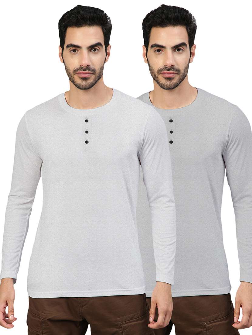 pack of 2 grey solid t-shirt