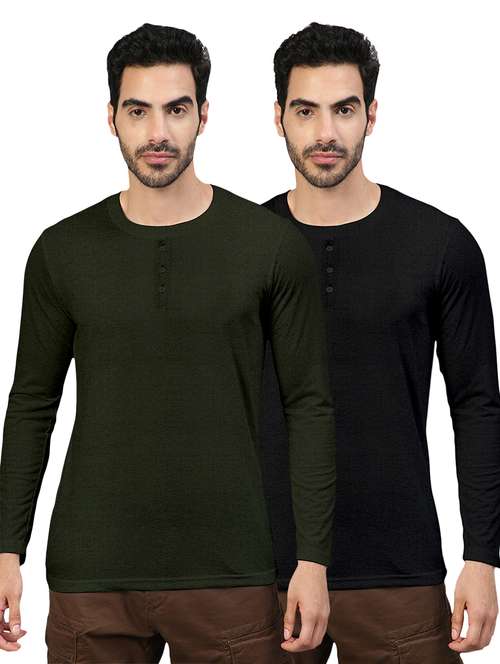 pack of 2 multi colored solid t-shirt - 20368087 -  Standard Image - 0