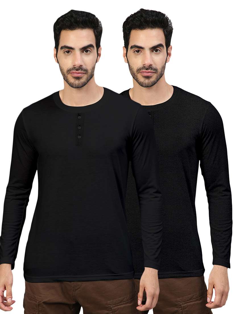 pack of 2 black solid t-shirt