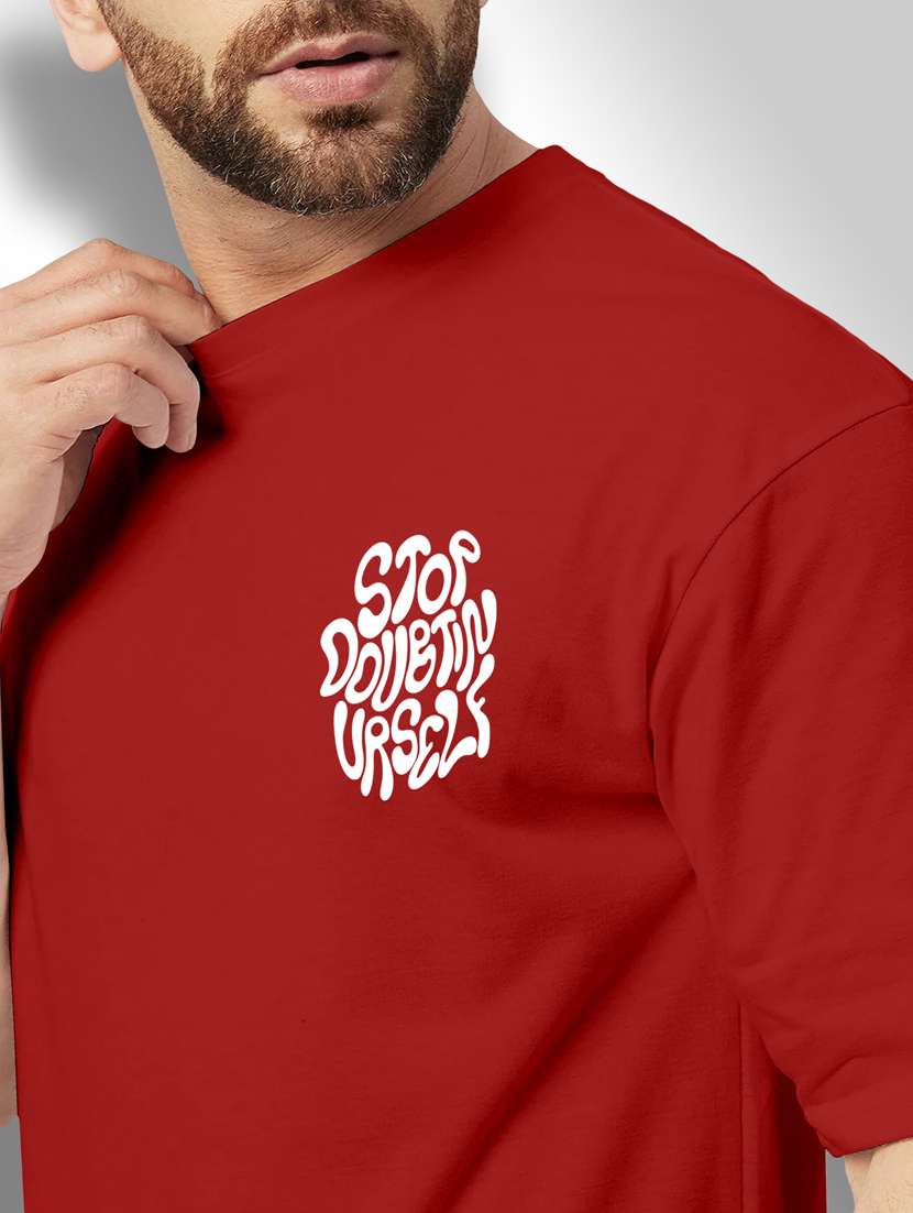 red printed round neck t-shirt - 20368667 -  Standard Image - 3