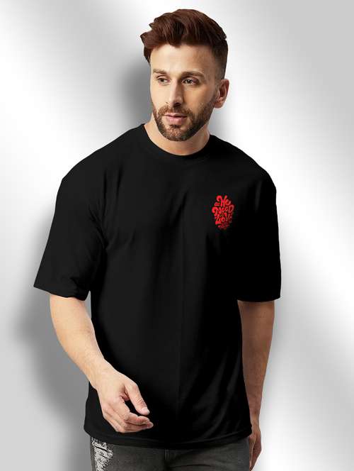 black printed round neck t-shirt - 20368670 -  Standard Image - 0