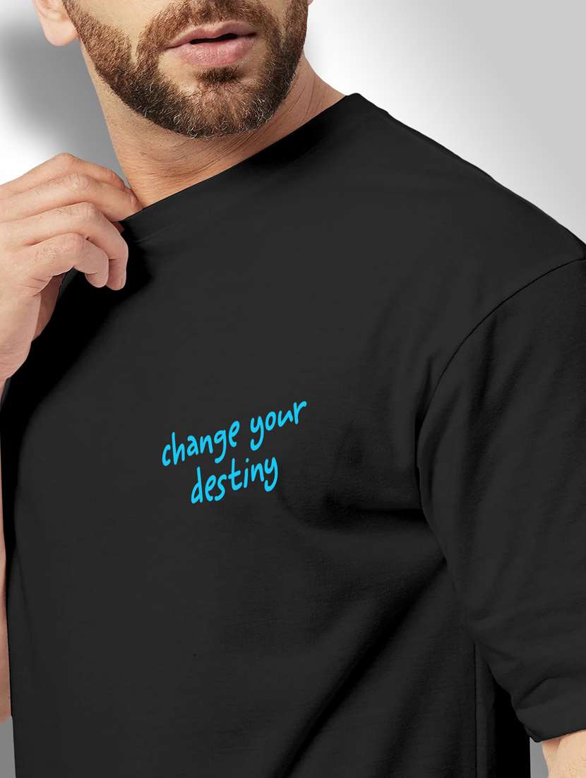 black printed round neck t-shirt - 20368674 -  Standard Image - 3