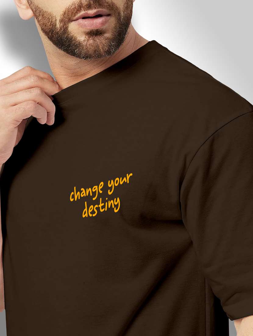 brown printed round neck t-shirt - 20368675 -  Standard Image - 3