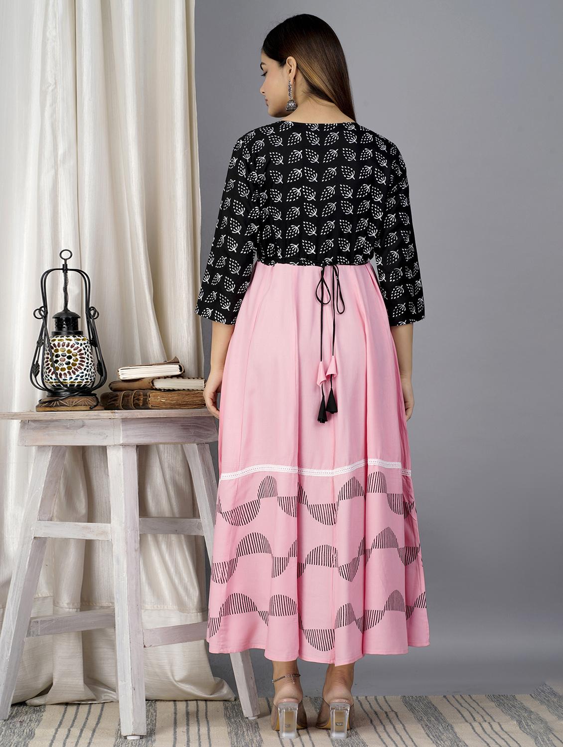 pink colored flared kurta - 20369315 - Standard Image - 3