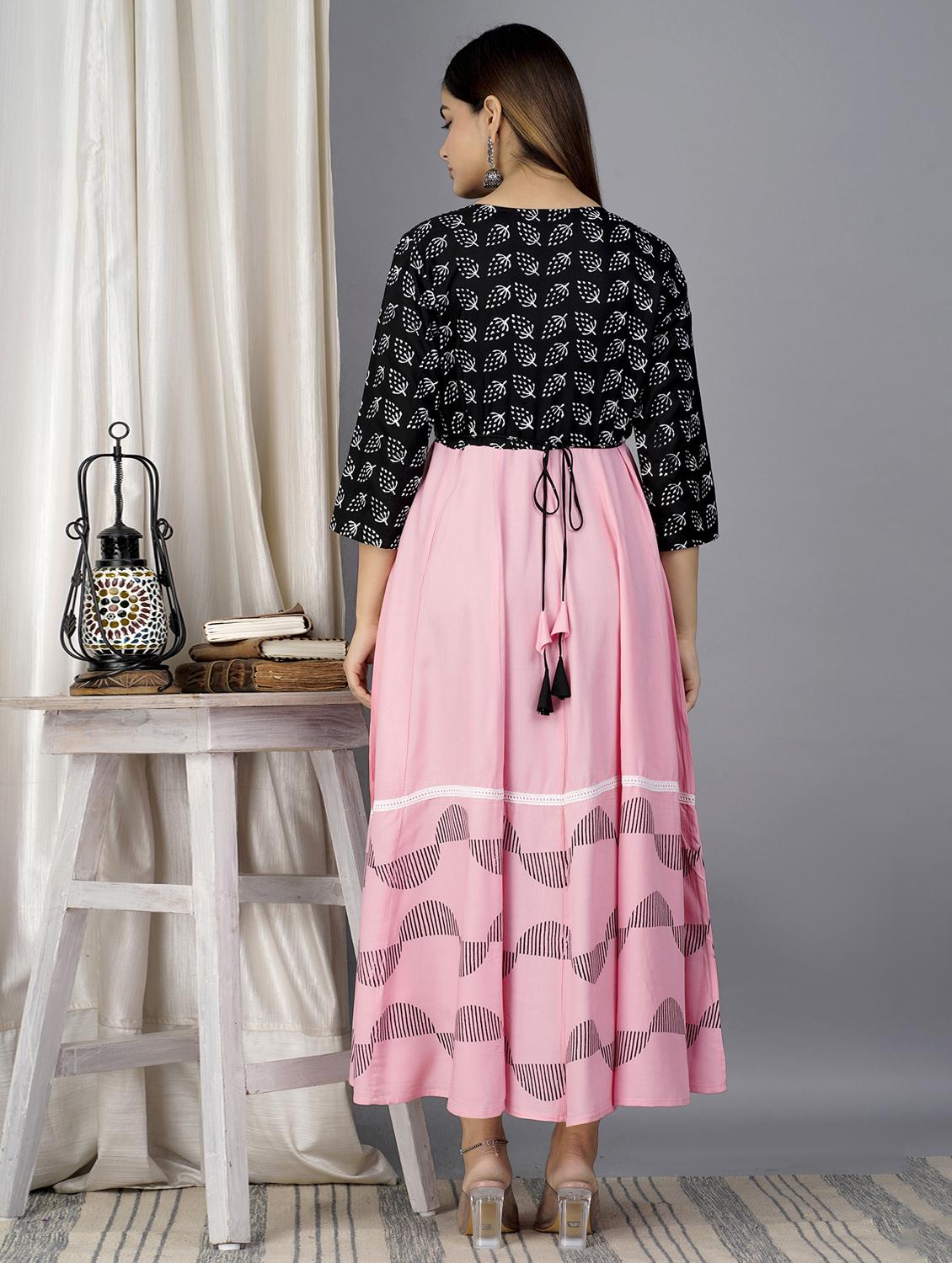 pink colored flared kurta - 20369316 - Standard Image - 3