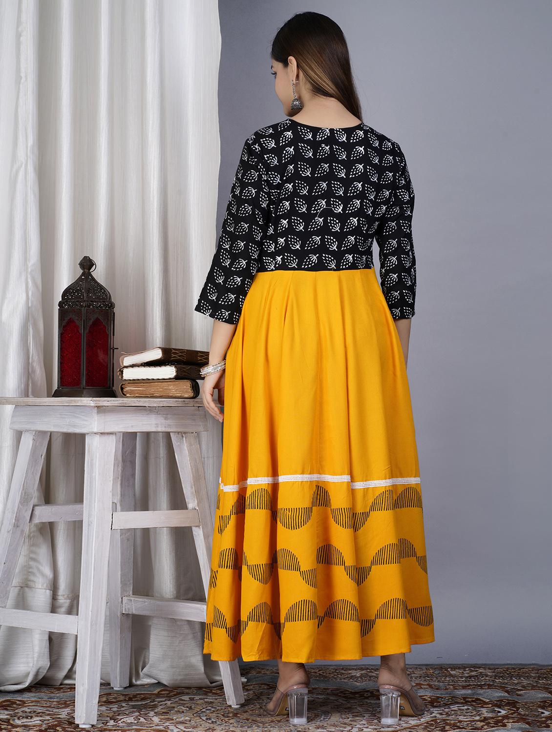 yellow colored flared kurta - 20369324 - Standard Image - 3