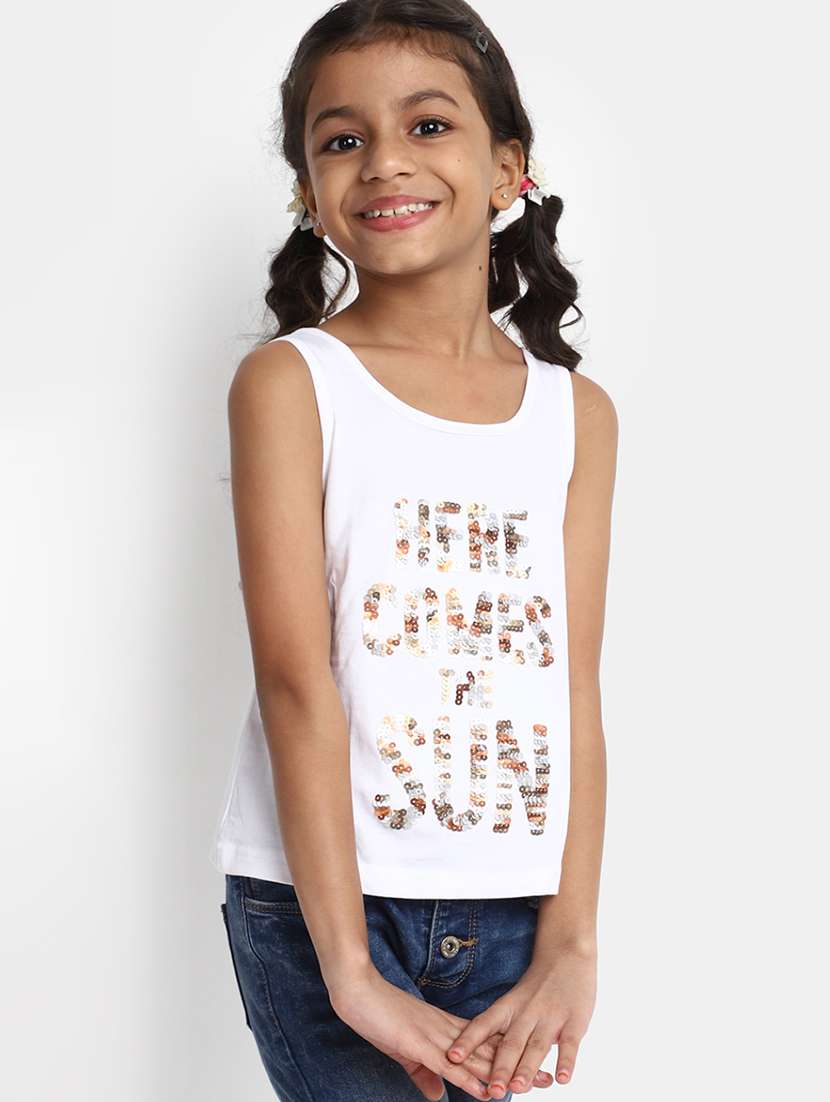 girls round neck tank