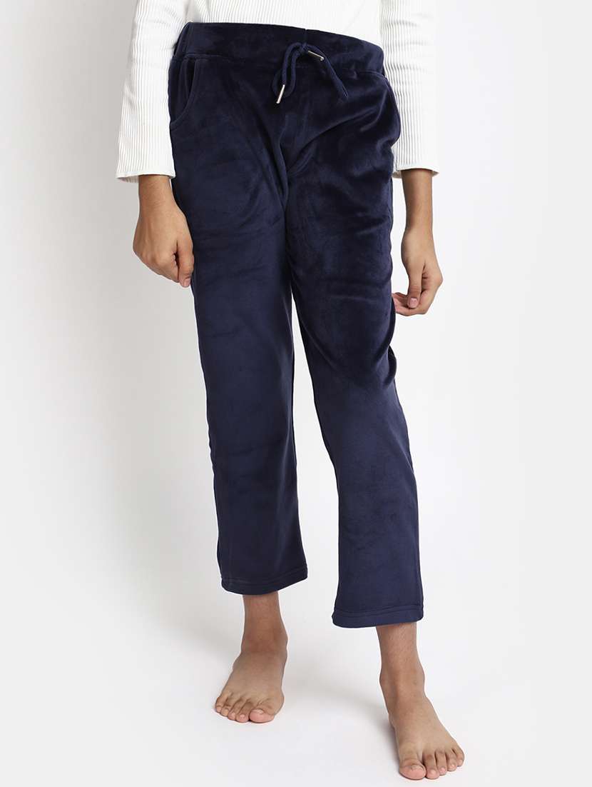 girls navy blue cotton casual trouser
