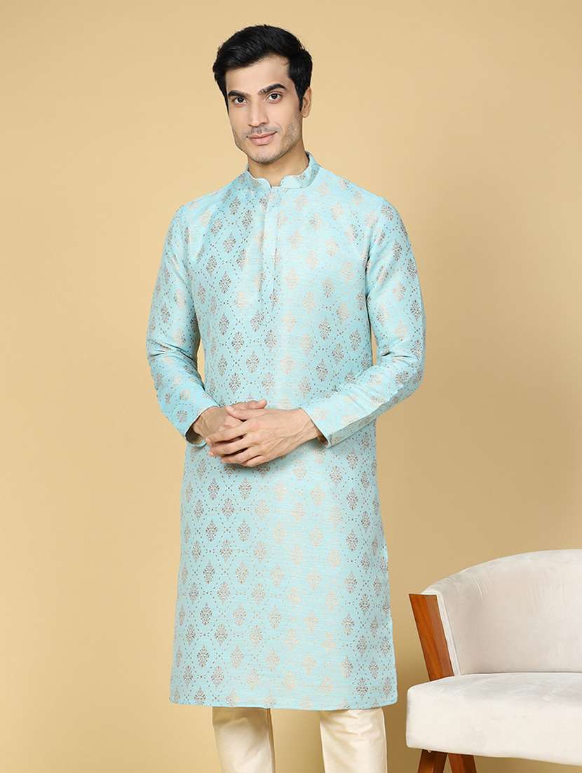 men self design jacquard long kurta - 20372757 -  Zoom Image - 0