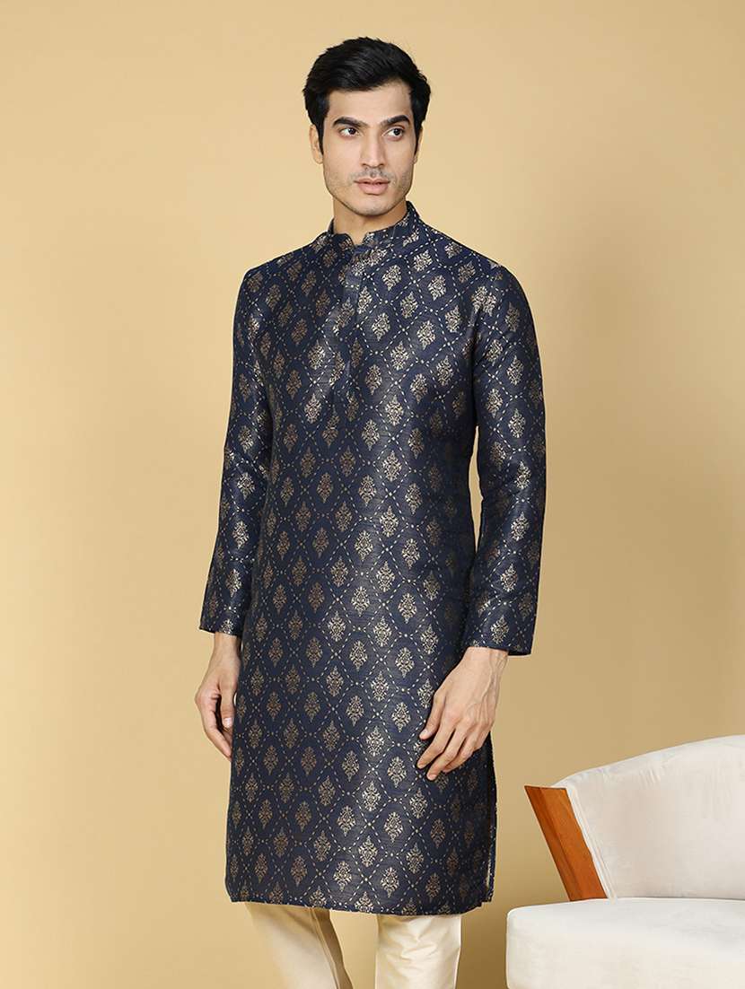 men self design jacquard long kurta