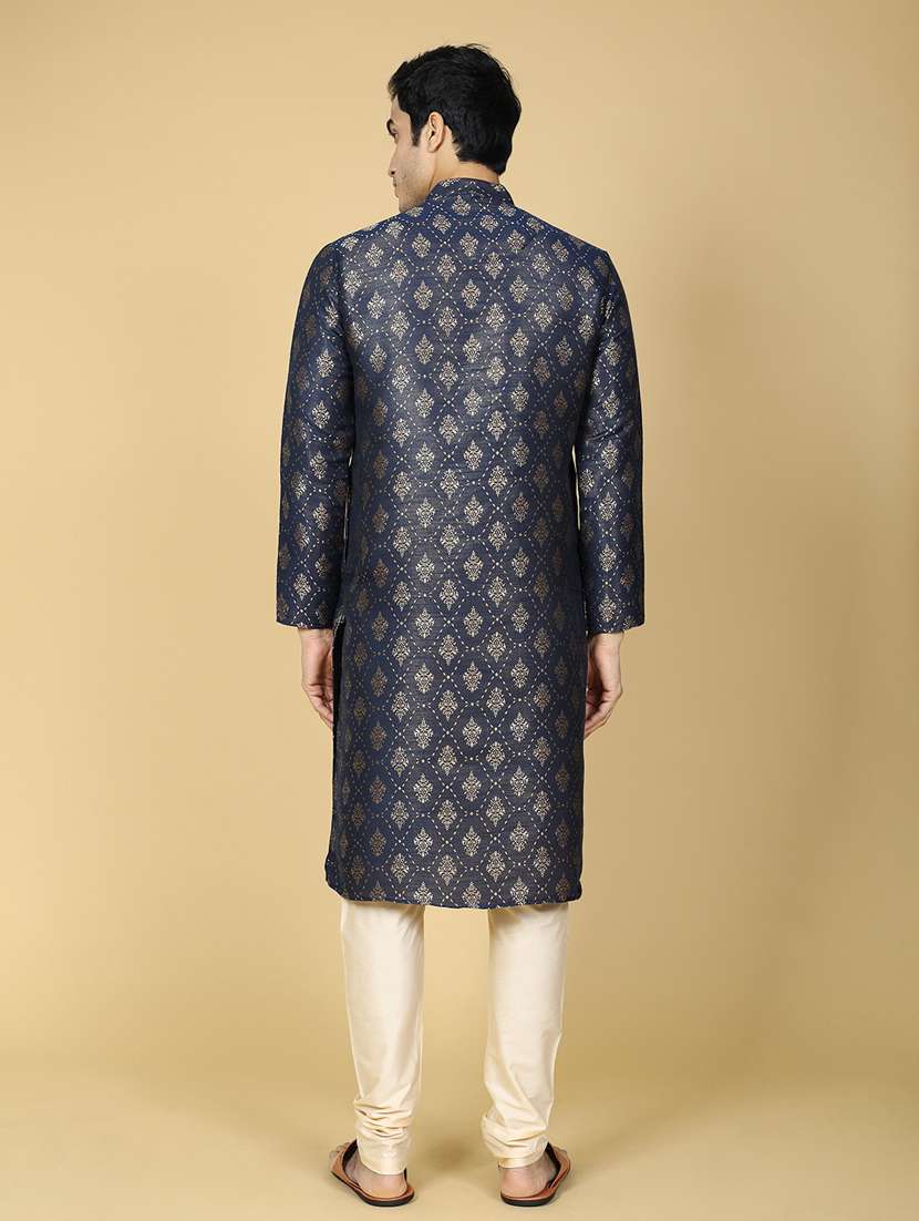 men self design jacquard long kurta - 20372760 -  Standard Image - 3
