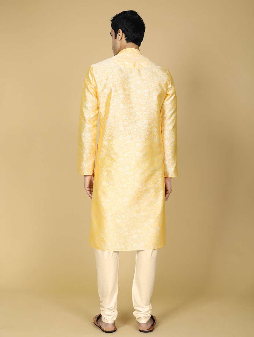 men self design jacquard long kurta - 20372761 - Standard Image - 3