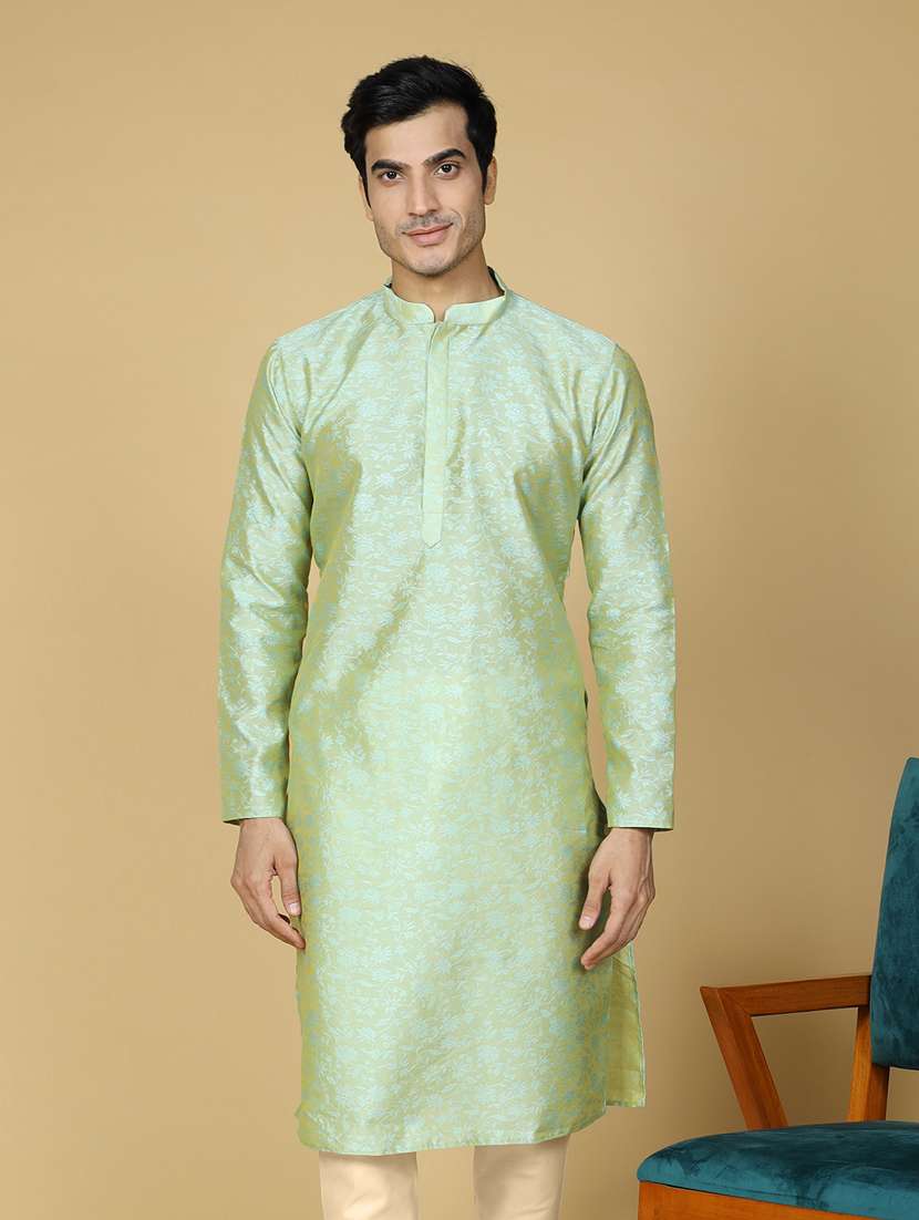 men self design jacquard long kurta - 20372762 - Zoom Image - 0