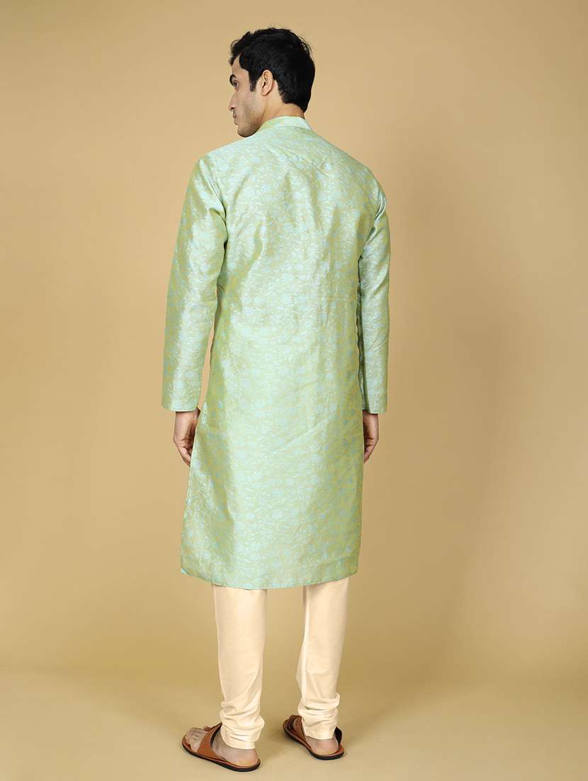 men self design jacquard long kurta - 20372762 - Standard Image - 3