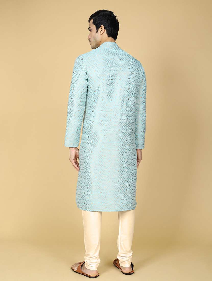 men self design jacquard long kurta - 20372765 - Standard Image - 3