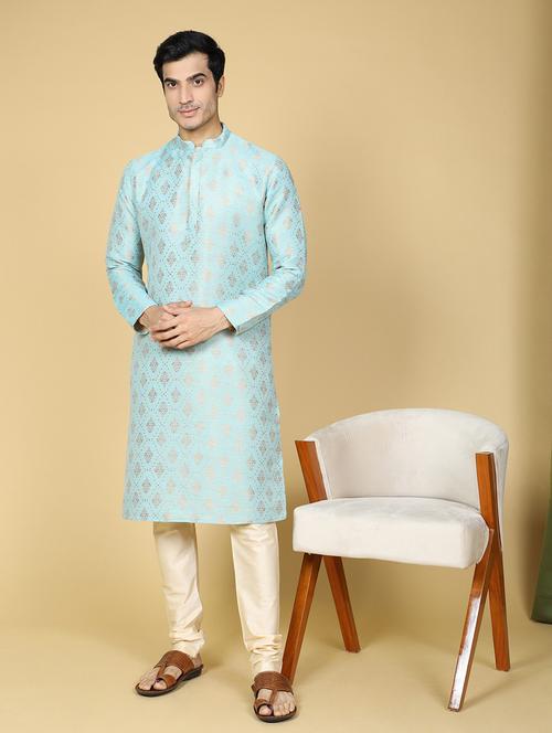 men self design kurta churidar ethnic wear set - 20372914 -  Standard Image - 0