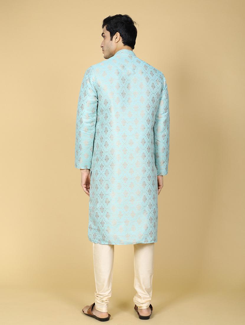 men self design kurta churidar ethnic wear set - 20372914 - Standard Image - 3