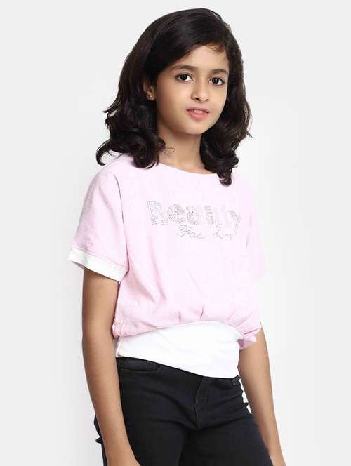 girls round neck top - 20373281 - Standard Image - 0