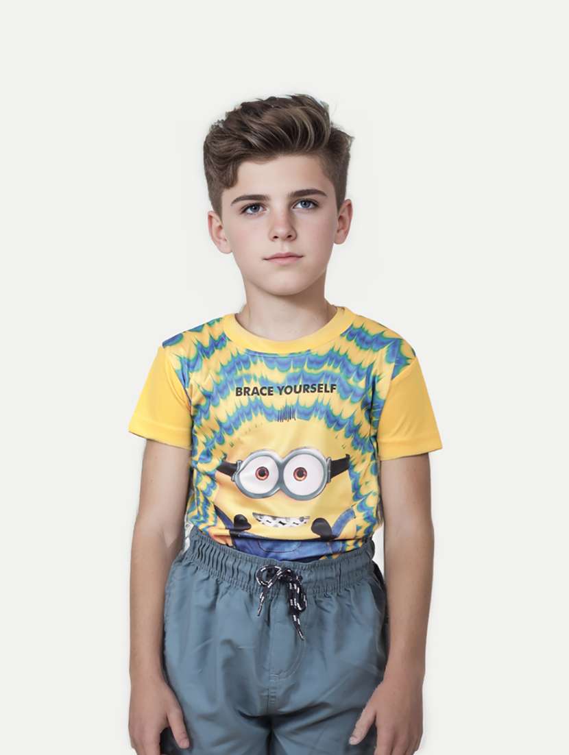 boys casual cartoon print t-shirt