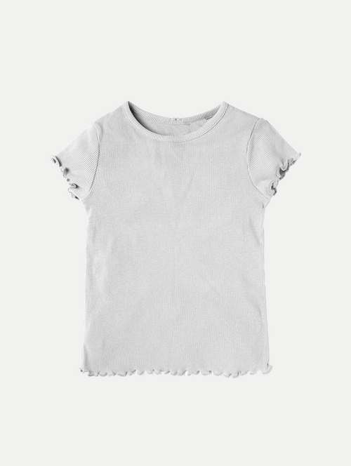 girls grey cotton regular tee - 20374225 -  Standard Image - 0