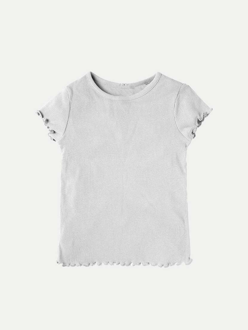 girls grey cotton regular tee
