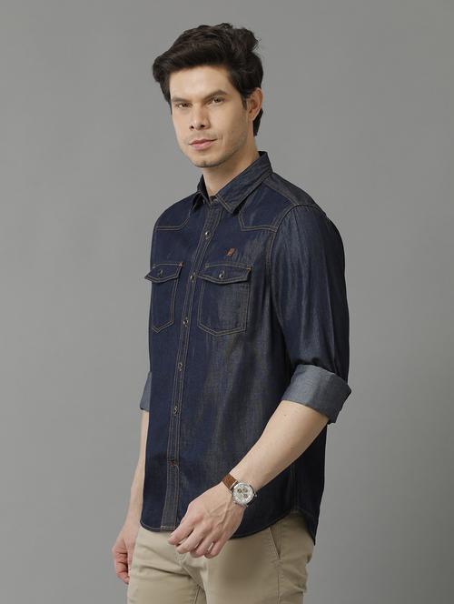 indigo cotton casual shirt - 20374702 -  Standard Image - 0