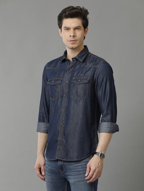 indigo cotton casual shirt - 20374704 -  Standard Image - 0