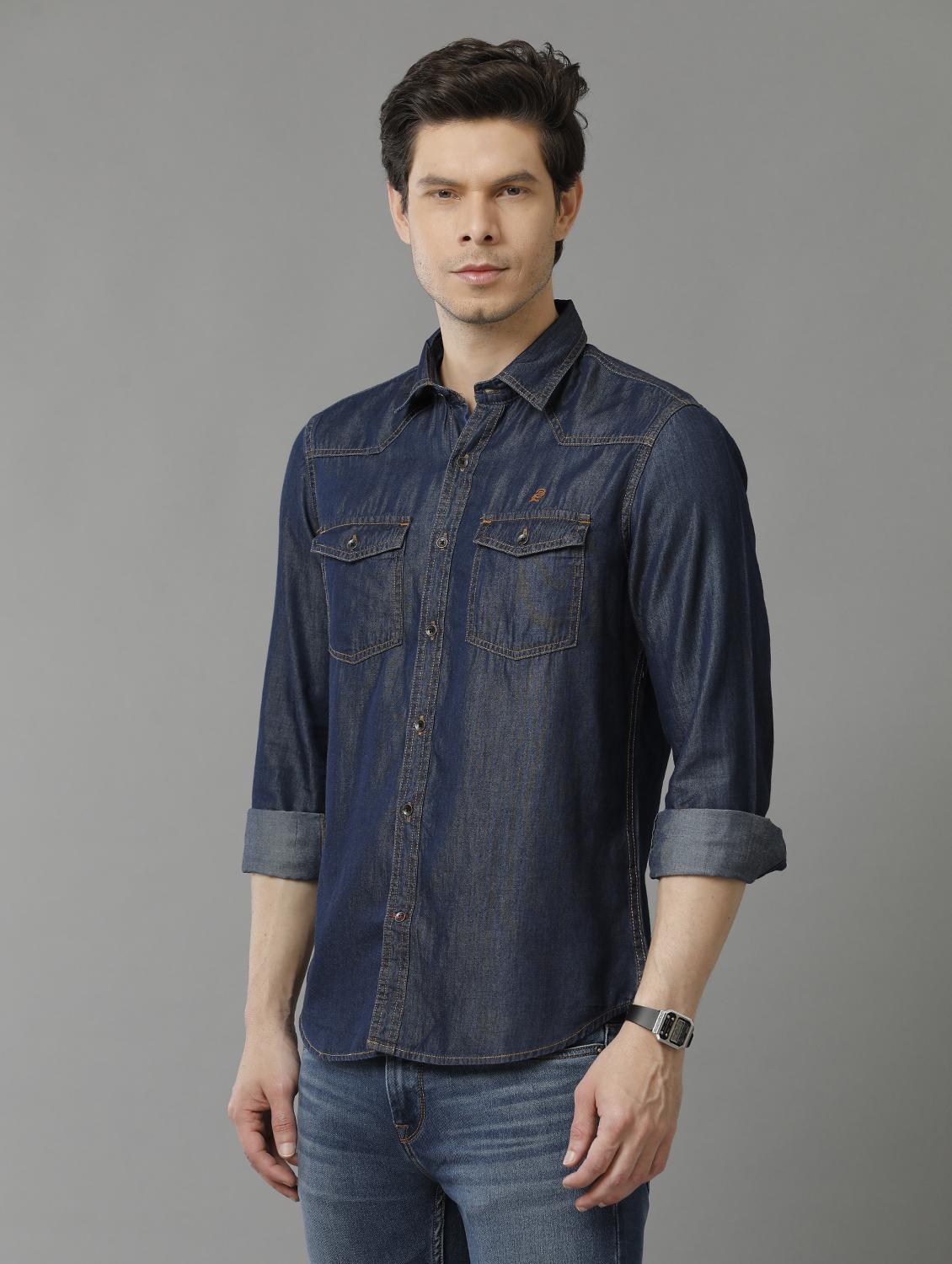 indigo cotton casual shirt - 20374704 -  Zoom Image - 0