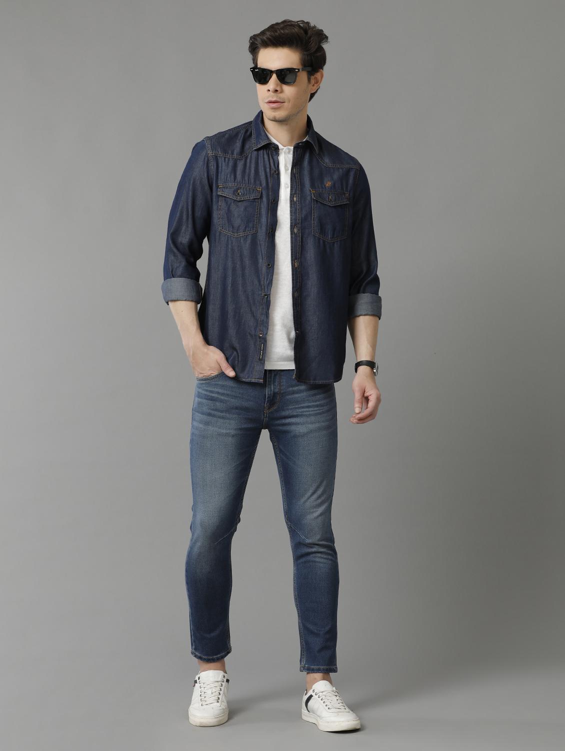 indigo cotton casual shirt - 20374704 - Standard Image - 3