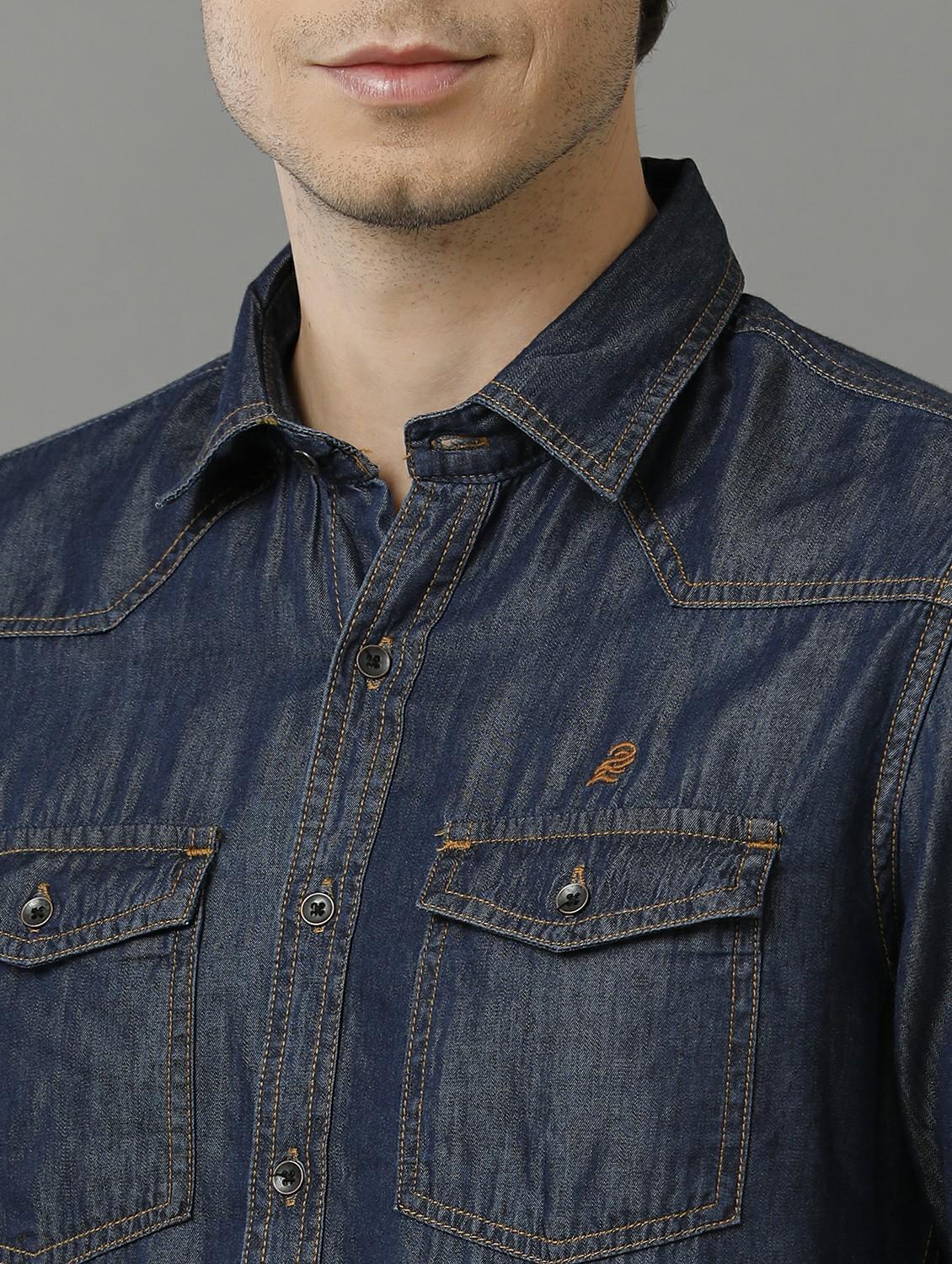 indigo cotton casual shirt - 20374704 - Standard Image - 5
